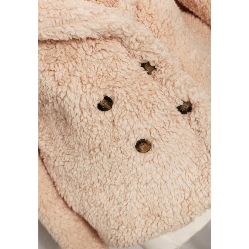 Beige Fluffy Cozy Soft Button Pocket Teddy Jacket - Picture 5 of 8